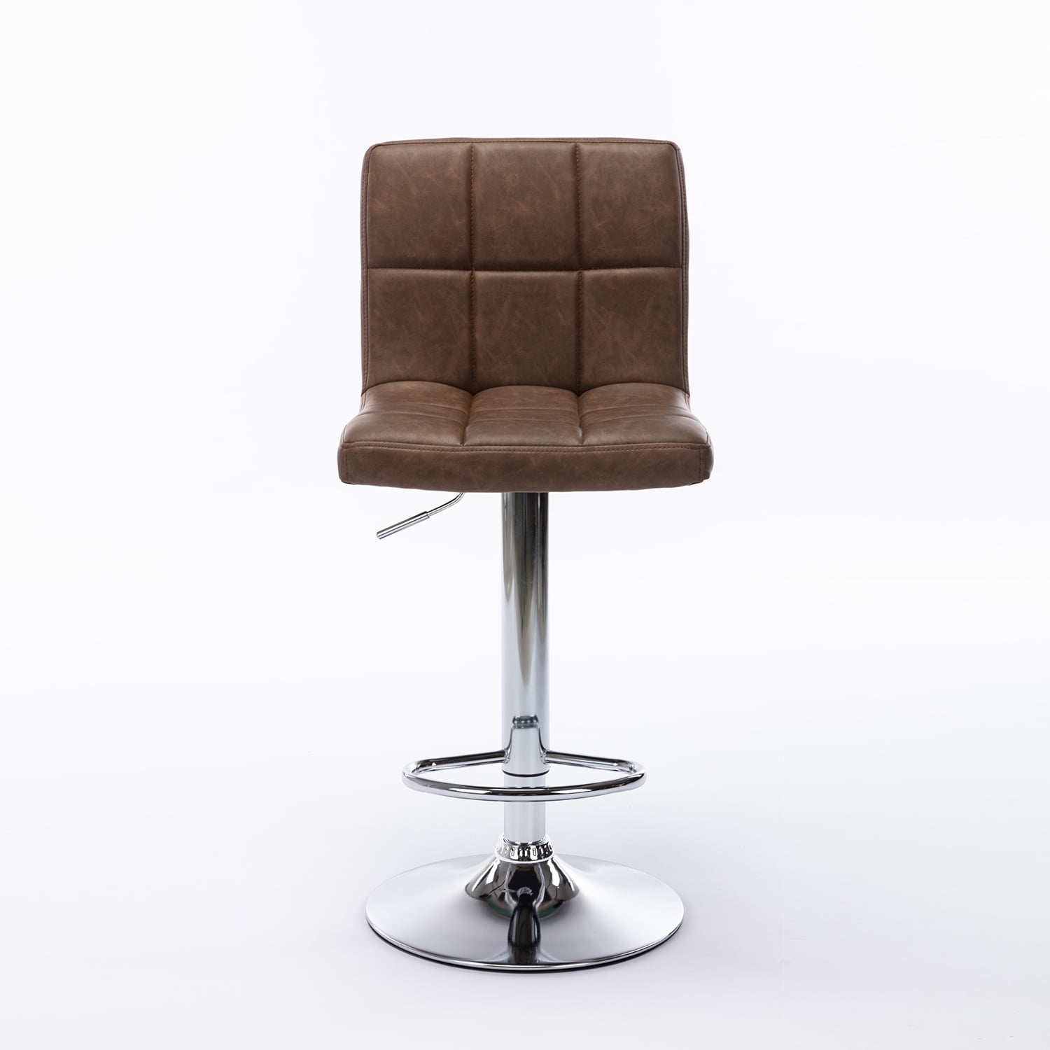 Lowestbest Modern PU Leather Adjustable Bar Stools, Set of 2 Armless Bar Stools with Back, Counter Height Swivel Stool, Brown Lowestbest Modern PU Leather Adjustable Bar Stools, Set of 2 Armless Bar Stools with Back, Counter Height Swivel Stool, Brown