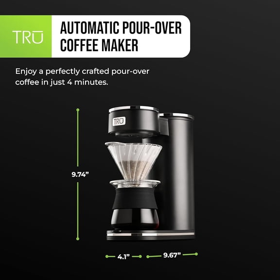 Automatic Pour Over Coffee Maker with Digital Controls - Auto Coffee Maker with Plastic Cone Dripper for Household Use