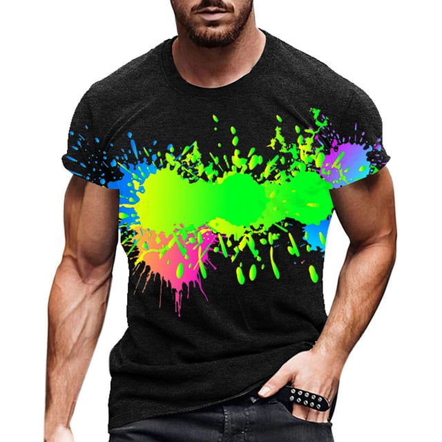 toraway T-Shirts pour Hommes T-Shirt Graphique Décontracté Col Rond Manches Courtes Motif Couleur Impression Art de Rue TG