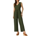 thumbnail image 2 of INSPIRE CHIC Wide Leg Jumpsuit for Women's V Neck Casual Sleeveless Romper L Army Green, 2 of 6