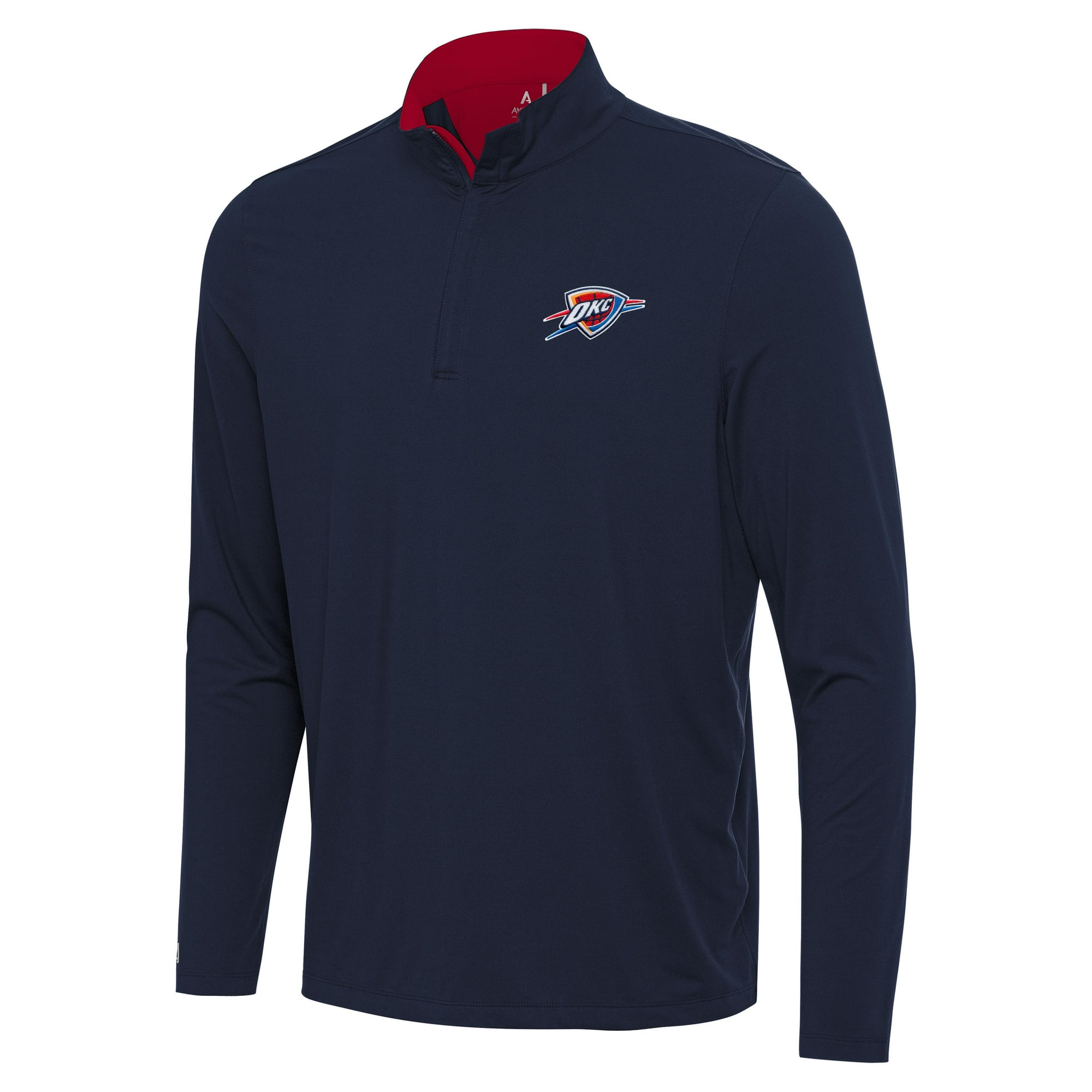 Men's Antigua Navy/Red Oklahoma City Thunder Content Quarter-Zip Top