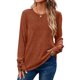 thumbnail image 5 of Tops bohemios sin mangas,Blusa de manga larga cepillada con cuello en V y botones para mujer, poliéster suave, informal, para uso diario, sopatenor, 5 of 9