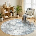 thumbnail image 3 of UERMEI Area Rugs for Living Room 8x8 Round Washable Rug Vintage Pattern Large Non-Slip Stain Resistant Soft Durable Floor Carpet for Bedroom, Dining Room, Home Office - Blue Gray, 3 of 11