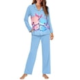 thumbnail image 4 of DISNIMO Axolotl Print Womens Two Piece Pajama Sets Long Sleeve Sleepwear with Matching Long Pants Casual Loose Lounge Set with Pocket Button Down Loungewear Nightwear, XS, 4 of 7