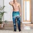thumbnail image 2 of Naloa Ice Blue Ocean Cute Dolphin Pajama Pants Men, PJ Bottoms, Sleep & Lounge Pants-Small, 2 of 6