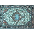 thumbnail image 1 of Ahgly Company Indoor Rectangle Medallion Light Blue Traditional Area Rugs, 5' x 8', 1 of 4