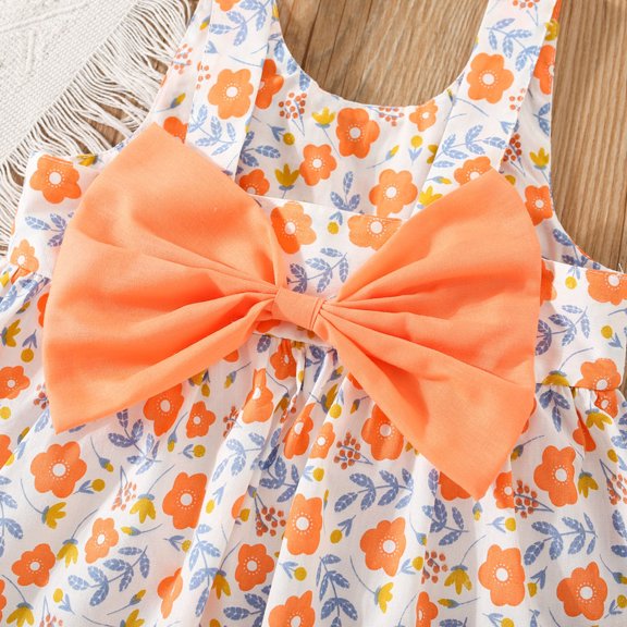 Vedolay Mini Dress Fancy Flower Girl Dress Girls Holy Communion Dresses for Wedding Pageant,Orange 12-18 Months