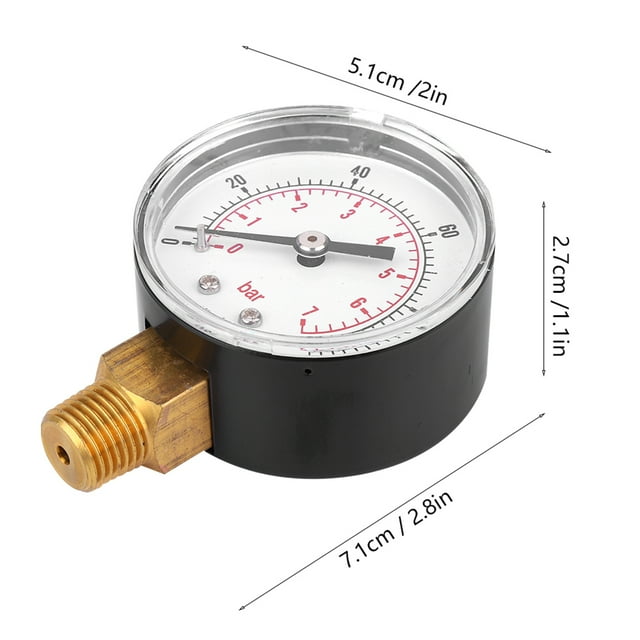 Pressure Gauge, Pressure Test Gauge 1/4 BSPT Thread For Gas For Air For Oil For Fuel For Water