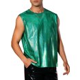 thumbnail image 4 of INSPIRE CHIC Metallic Tank Top for Men's Sleeveless Party Club Shining Vest 2XL Green, 4 of 5