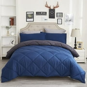 Tuphen Twin Size Comforter Duvet Insert, Microfiber Quilted Comforter with Corner Tabs, Hypoallergenic, Machine Washable, Blue