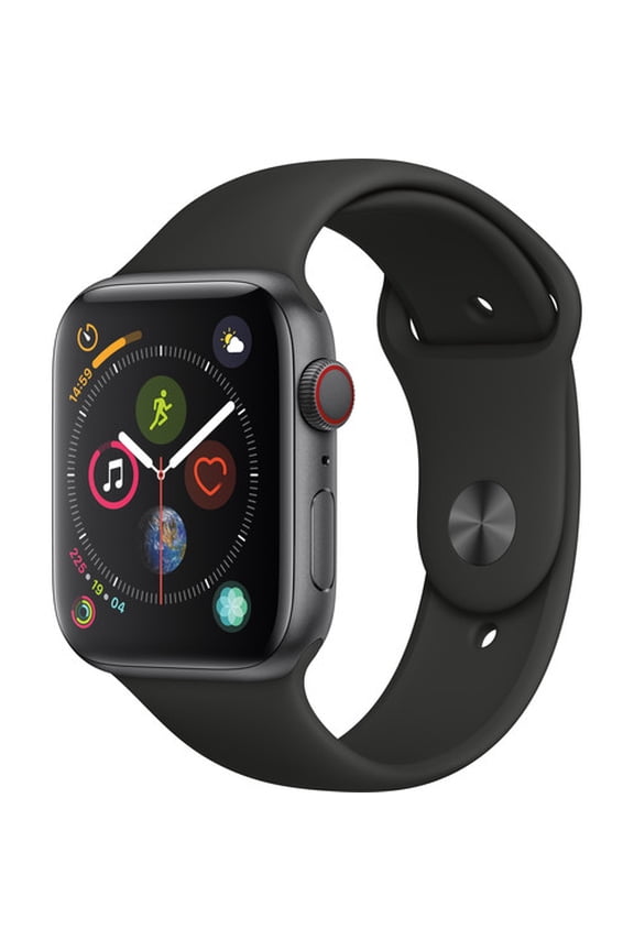 Pre-Owned Apple Watch Series 4 44mm GPS + Cellular Space Gray Aluminum Case - Black Sport Band, 1 Each