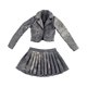 thumbnail image 3 of Conjunto de chaqueta corta y falda plisada a escala 1:6 para vestir figuras de acción portátiles Gris negro, 3 of 9
