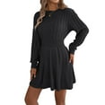 thumbnail image 2 of Women'S Fall Long Sleeve Mock Neck Sweater Dress Casual Loose Ribbed Knit Mini Short Pullover Dresses Black M, 2 of 9