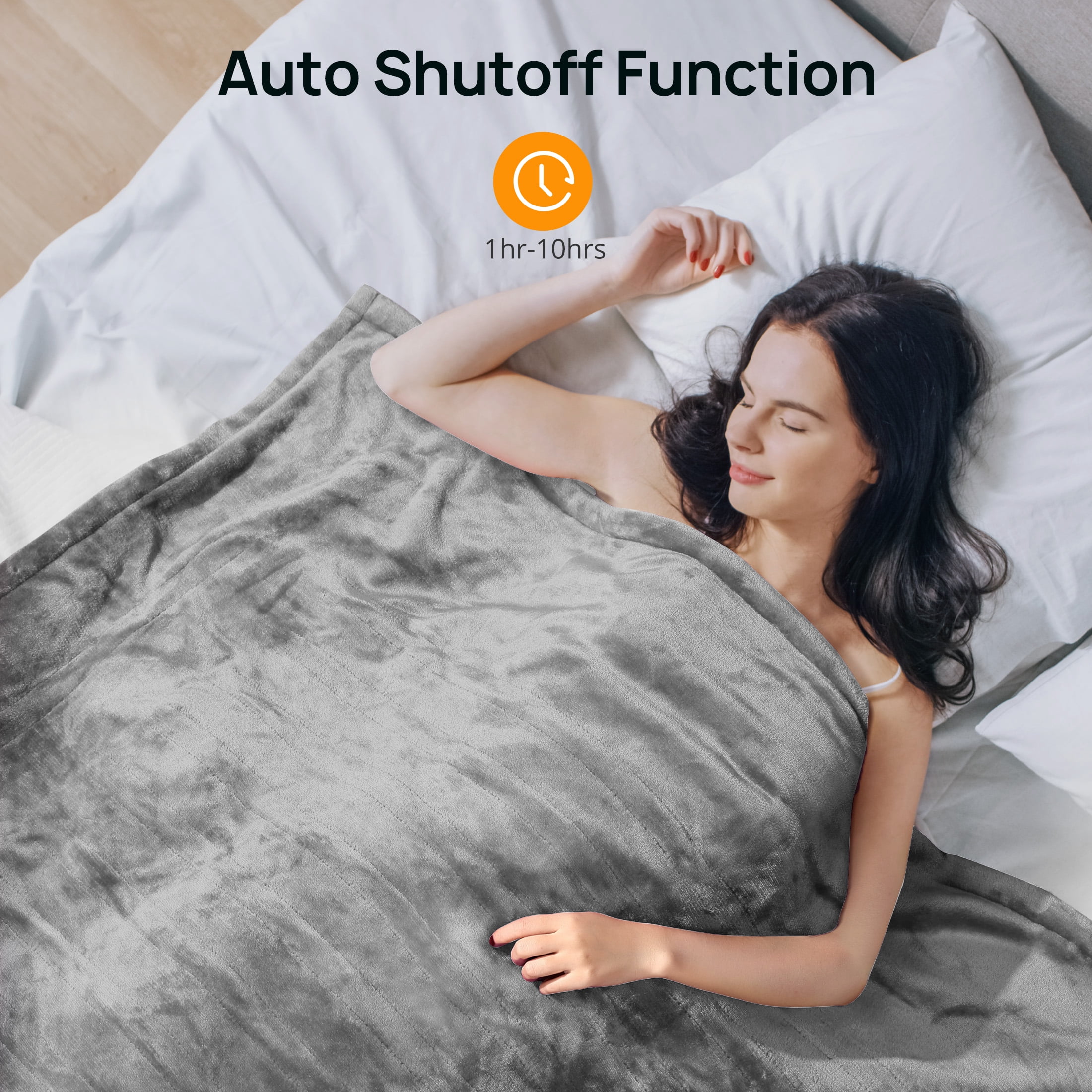 Electric Heated Blanket, Heated Throw Blanket 50" x 60" Soft Flannel Fast Heating Blanket with 10 Heating Levels, 1-12 Hours Timer, Auto-off Protection, Gifts for Women Men