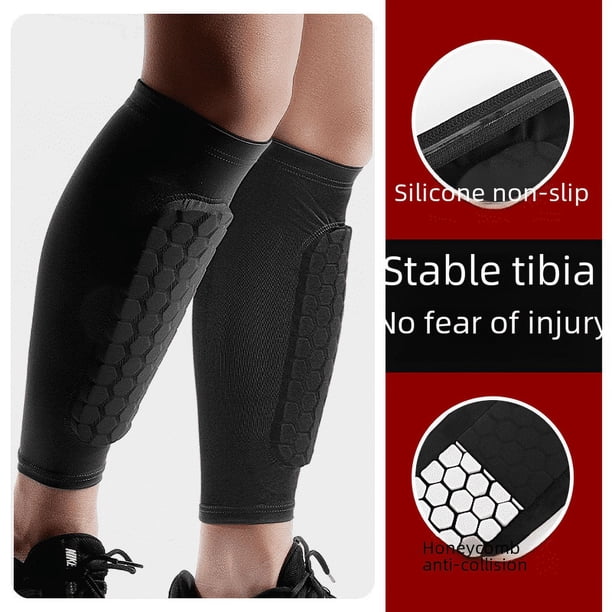 Calcetines anticolisión para piernas de baloncesto con diseño de panal de abeja para deportes al aire libre, funda de pantorrilla transpirable Leica