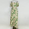 thumbnail image 3 of Vestido Vestido con hombros descubiertos para mujer Vestido con cordones y estampado hueco largo y grande (Verde M) Ygjytge Verde T M para Mujer, 3 of 9