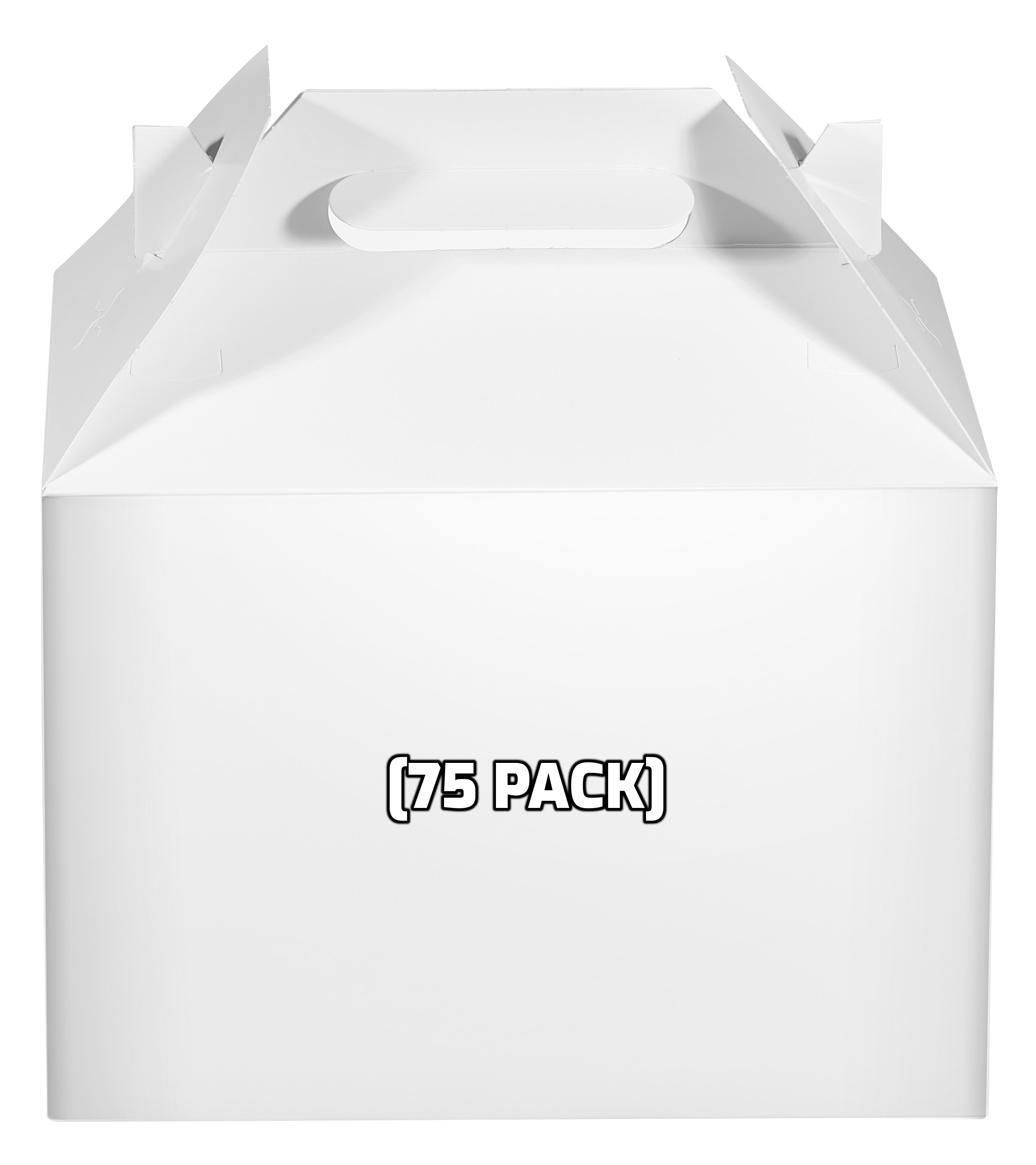 [75 Pack] White Treat Gift Boxes Paper Gable Boxes, Paper Lunch Boxes