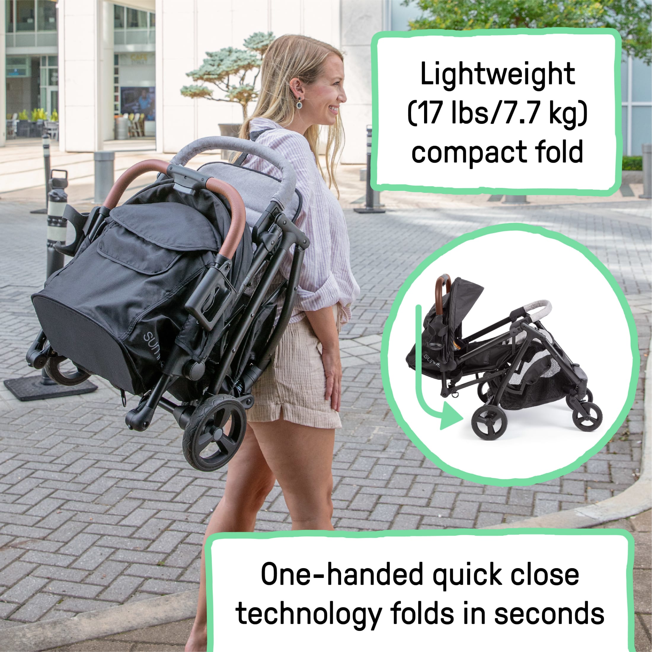 Ingenuity 3Dquickclose CS+ Compact Fold Stroller, Black photo 2