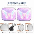 thumbnail image 6 of Honeii Purple Sparkling Butterfly Print Foldable Car Sun Shade for Windshield, 2-Piece UV Protection Shade, Protects Car Interior, Ideal for Cars, Trucks, SUVs-Large, 6 of 6