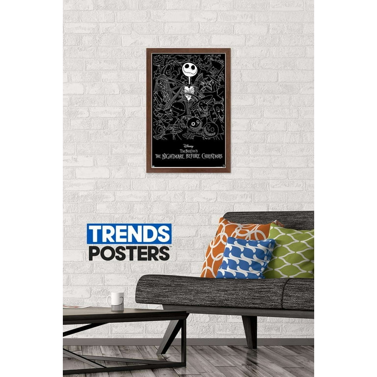 Trends International Disney Tim Burton's The Nightmare Before Christmas  Framed Wall Poster Prints Black Framed Version 14.725 x 22.375