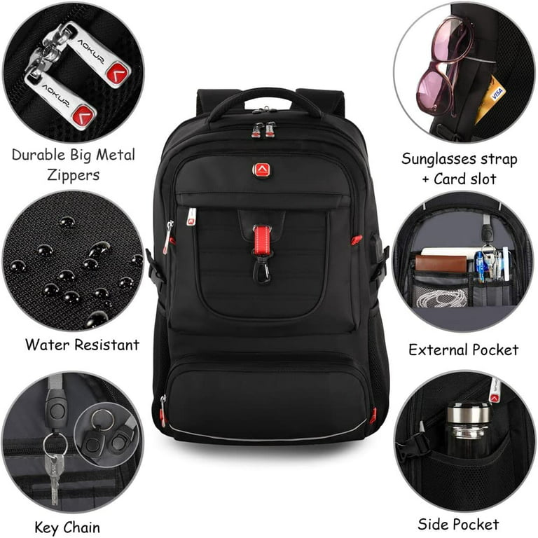 Extra Large 50L Travel Laptop Backpack, 17.3Inch Laptop Backpack with USB  Charging Port Business Flight Approved Carry On Backpack,Heavy Duty  Computer