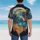 thumbnail image 4 of Balery Stained Glass Eagle USA Camisas hawaianas de manga corta para hombre, camisas playeras de corte holgado, camisas de vacaciones con botones,Medium, 4 of 7