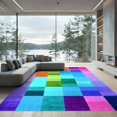 thumbnail image 2 of ODIKA 8'x10' Ultra-Soft Area Rug, Ombre Short Checkerboard Contemporary Geometric Checkered Pile None Washable, Bare feet friendly, Silk-Touch for Bedroom, Under Sectional, 2 of 7