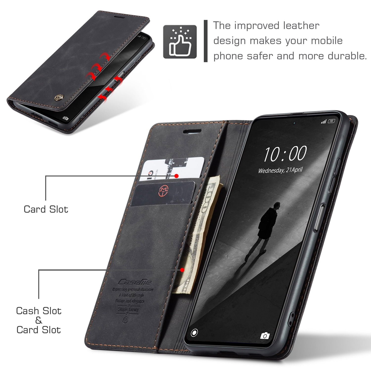 ETFAST Leather Wallet With Card Holder Zipper Phone Case For Xiaomi Poco X5 Pro High Quality Leather Phone Case