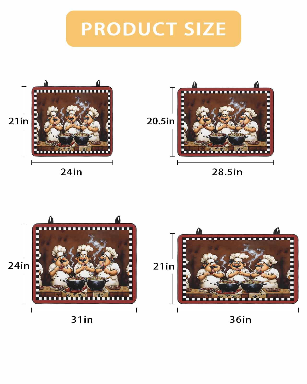 nqOlkjepod Large Induction Cooktop Protector Mat 28.5"x20.5", Fat Chef Stove Top Covers for Electric Stove, Cartoon Vintage Black Check Plaid Stove Burner Cover Mats, Glass Top Stove Cover