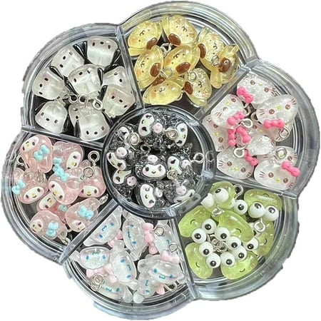 LYH 35PCS Mini Pendant Colorful Cartoon Resin Charms for Jewelry Making DIY Ornament - Cute Kitty Shape for Craft Bracelet Necklace Earrings