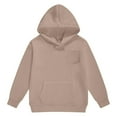 thumbnail image 2 of Hoodies - Boys Girls Lined Hoodie Long Sleeve Pullover Solid Sweatshirt Cozy Outerwear Top Warm Cold Weather Outdoor Play - Essentials Hoodie,Color：Khaki,Size：10-11 Years, 2 of 5