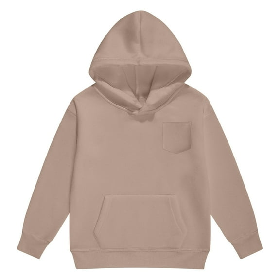 Kids' -Lined Hoodie - Cozy Pullover Sweatshirt with Chest Pocket, Soft Long Sleeve Solid Color Top for Boys & Girls, Playground to School Wear,Size:10-11 Years