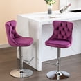 thumbnail image 3 of 360° Swivel and Stable Base / Purple Velvet Barstools for Dining and Home, 3 of 7