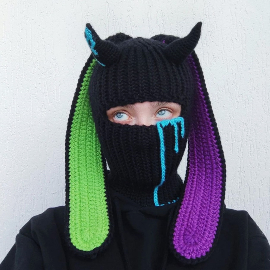 Aellinatey Winter Beanie Hats with Cute Long Ears Knitted Hat Ski Mask for Kids Adults