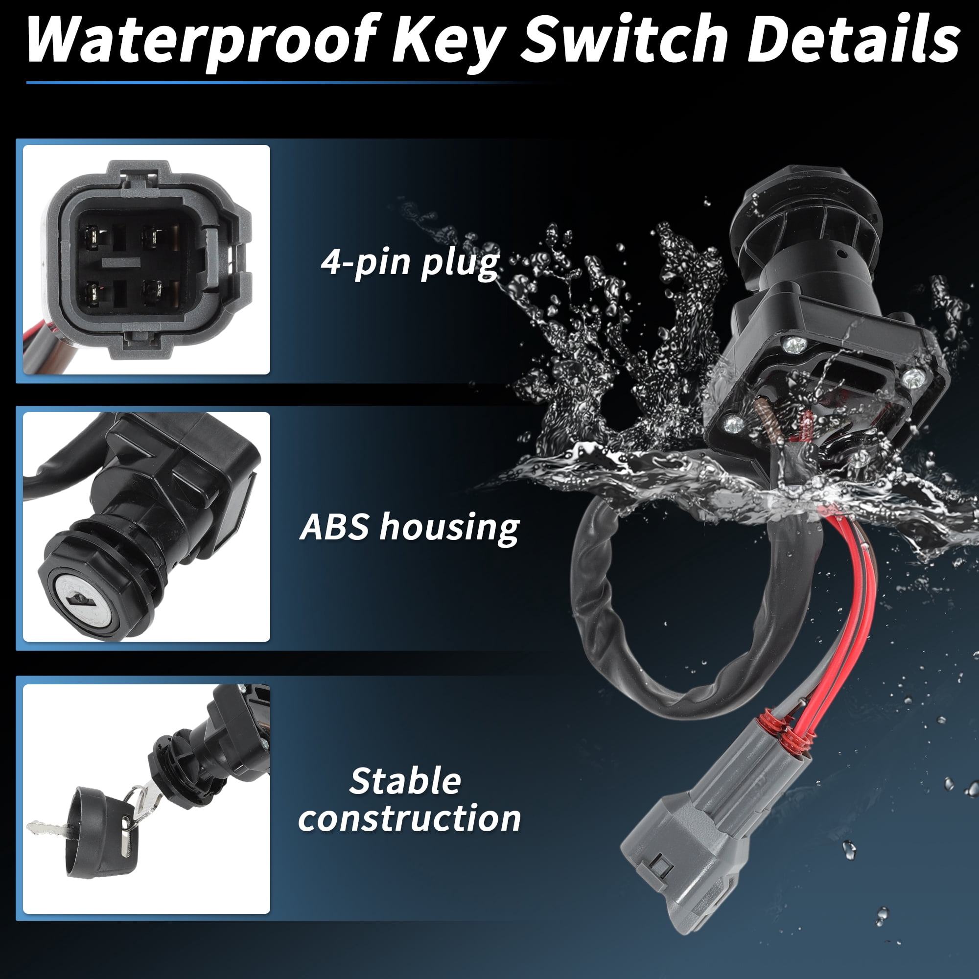 Unique Bargains Ignition Key Switch for Arctic Cat ATV 650 700 4X4 H1 V2 4 Pins