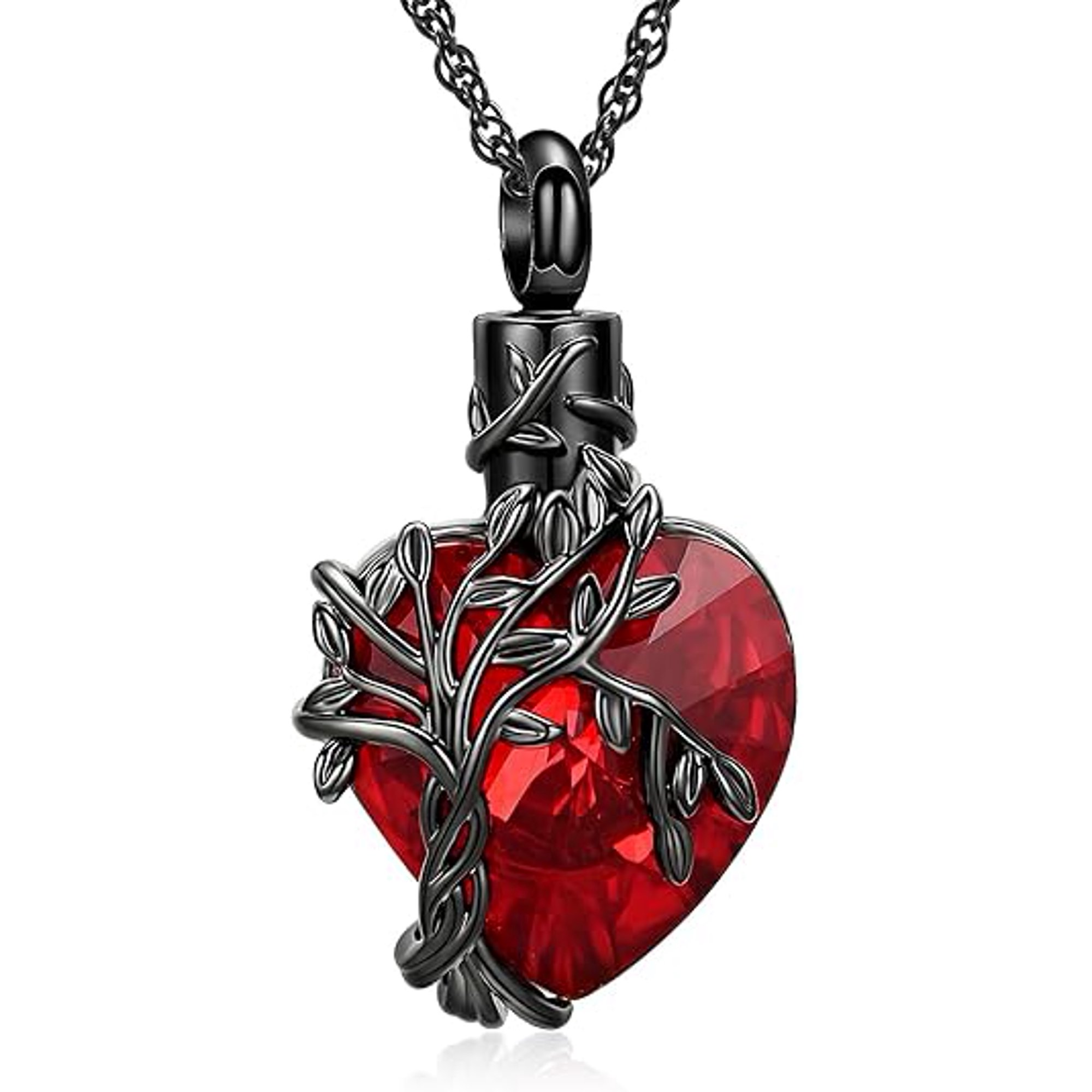 Tree of Life Cremation Heart Urn Ashes Necklace for Women Men with Birthstone Urn Necklace for Ashes Human / Pet Urn Pendant Keepsake Memorial Jewelry