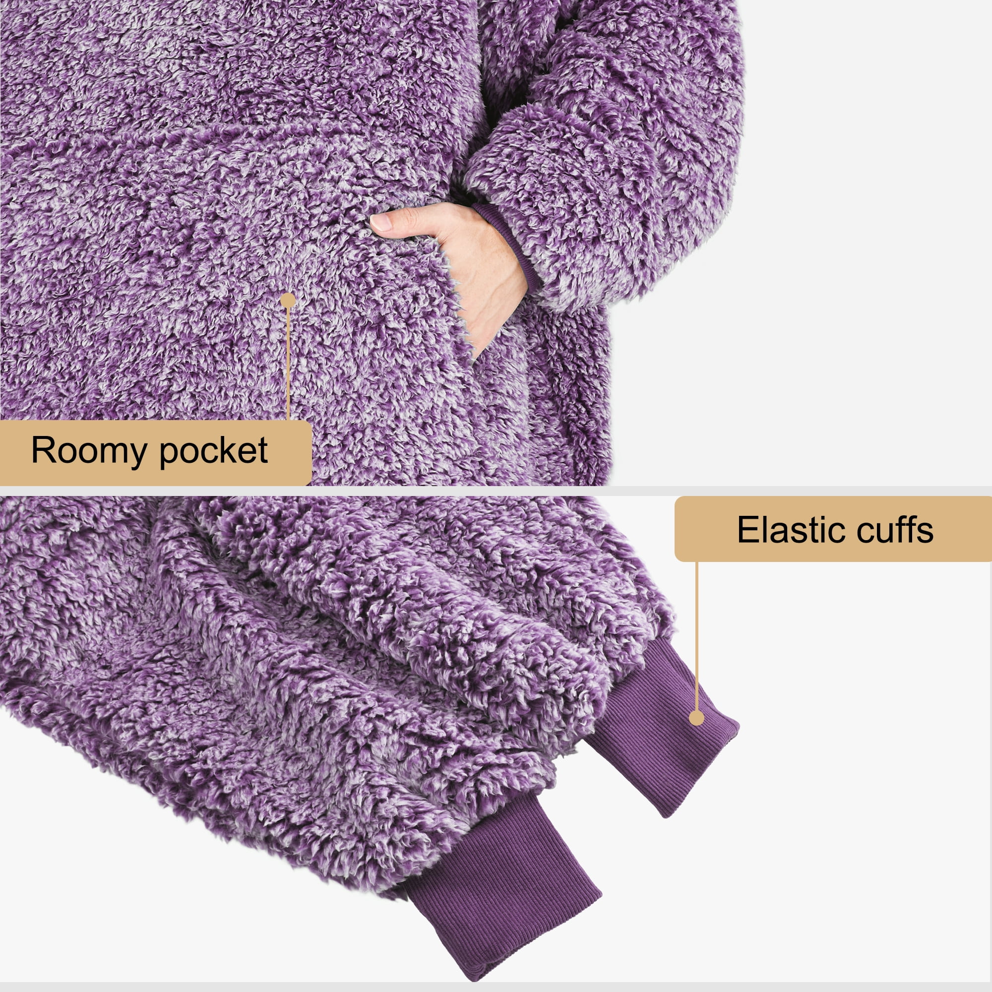 Catalonia Oversized Blanket Hoodie Sweatshirt, Wearable Sherpa Lounging Pullover for Adults Women Men
