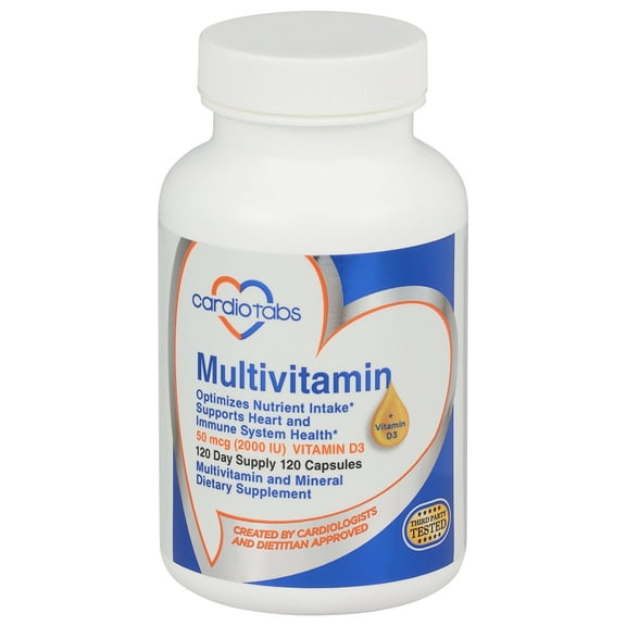 Cardiotabs Multivitamin - 120 Day Supply - Packed with Natural Antioxidants and 2000 IU Vitamin D3