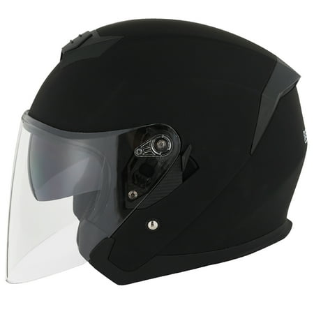 1STORM MOTORCYCLE OPEN FACE HELMET SCOOTER CLASSICAL KNIGHT BIKE DUAL LENS/SUN VISOR HJK526 Matt (Best Open Face Helmet)