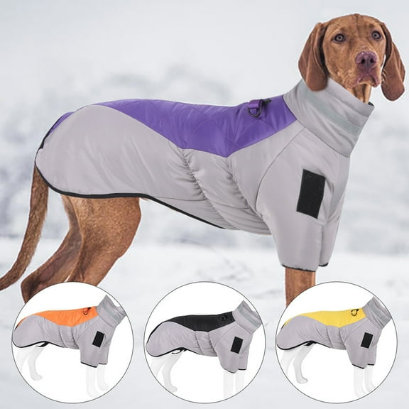 Warm Dog Winter Coat Cold Weather Jacket Windproof Reflective Turtleneck Dog Vest with Plush Neckline D-Ring for Leash Thick Fleece Lining Dog Jacket