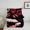 thumbnail image 5 of Erosebridal Red Lip Print Bedding Sets with Comforter, Romantic Duvet Insert, Couple Lover Reversible Bedding Comforter Set, Microfiber Room Decoration, 2 Pieces, 5 of 8