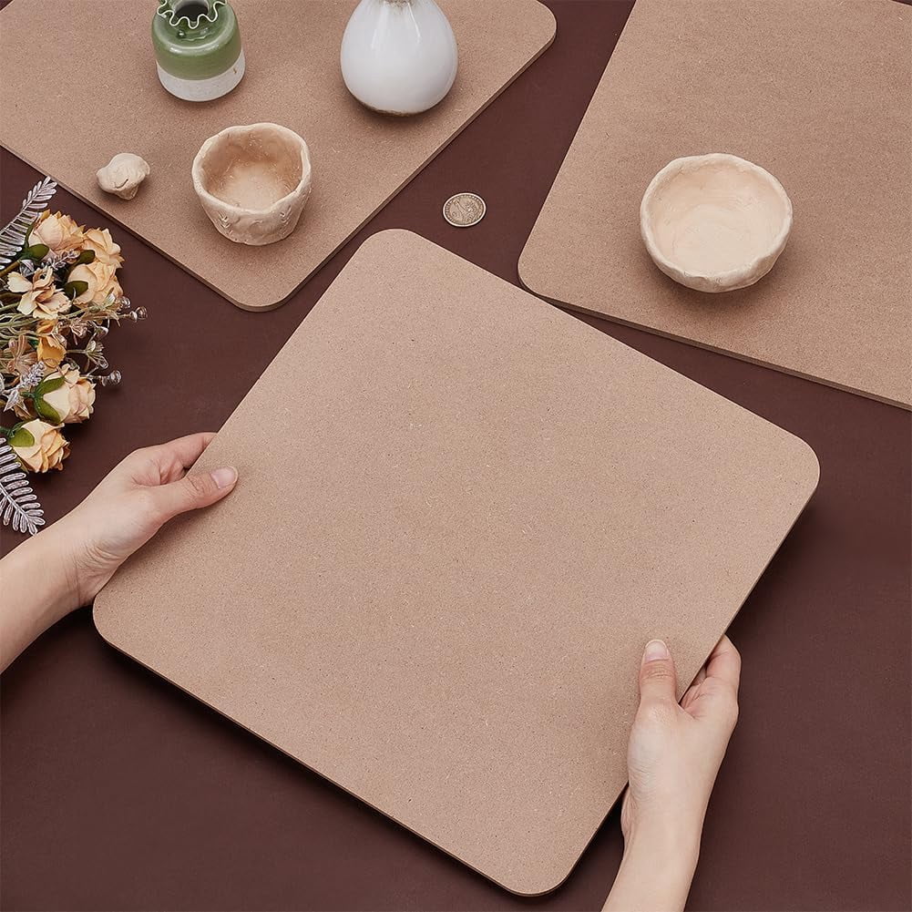 3Pcs 30cm Square Pottery Wheel Bat Ceramic Drying Slab Ceramic Clay Throwing Bats Pottery Bats for Pottery Wheel Portable Clay Wedging Board with Built for Clay Crafts Arts Making DIY