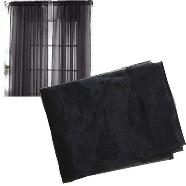 PENGXIANG Glass Yarn Sheer Window Valance Curtain Pure Color Bedroom Home Wedding Decor