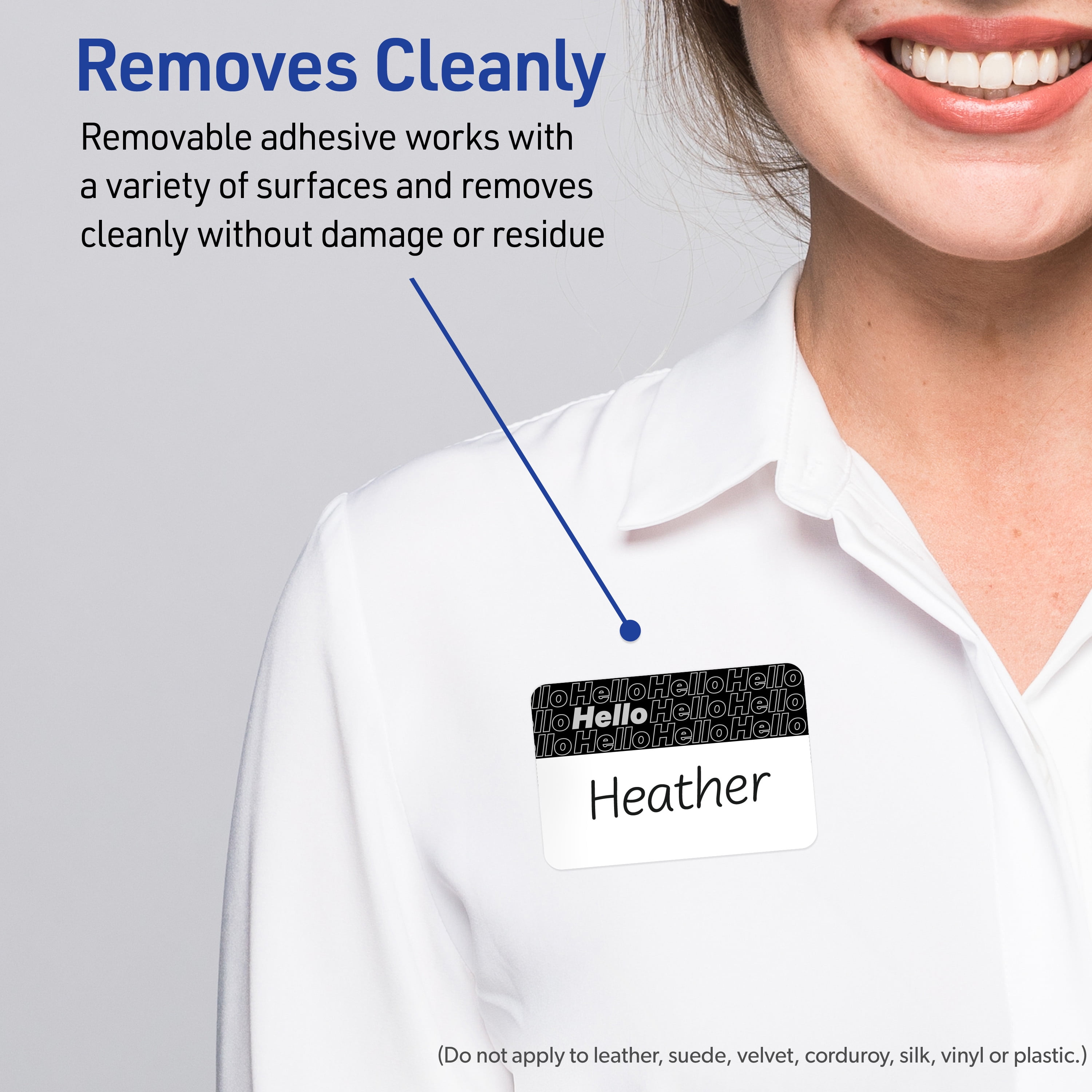 Avery Name Tags, 2-1/3" x 3-3/8", Matte White, Silver & Black Hello