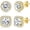 20G 12mm Gold, variant on 18K Silver Plated Halo Stud Earrings Silver Cubic Zirconia Stud Earrings Round Square Diamonique Stud Earrings Set for Women Men