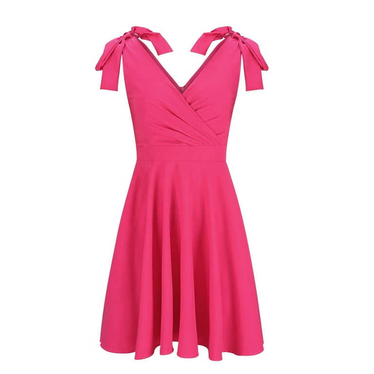 Hfyihgf Women's Tie Strap Prom Dresses Wrap V-Neck Wedding Guest