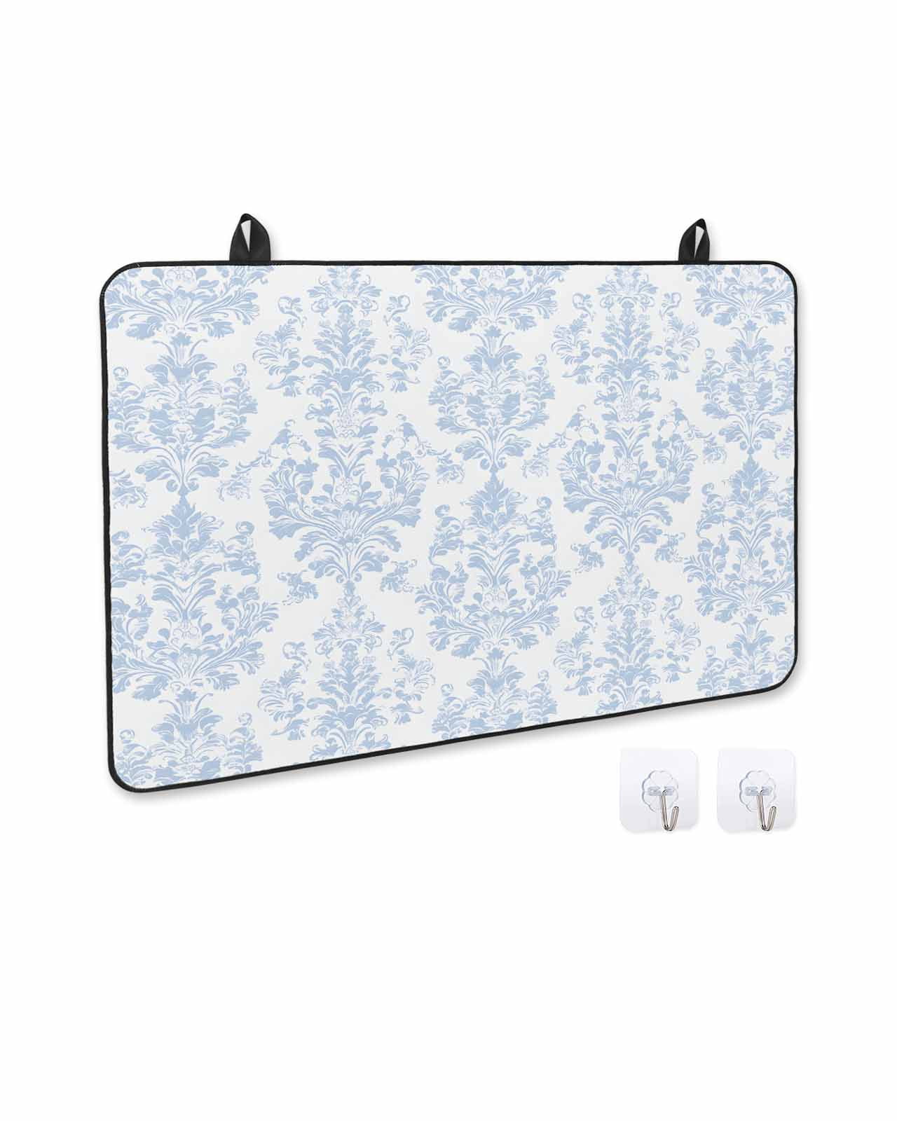 nqOlkjepod Large Induction Cooktop Protector Mat 24"x21", Blue Boho Floral Stove Top Covers for Electric Stove, Farmhouse Middle Century Flowers Stove Burner Cover Mats, Glass Top Stove Cover