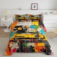 thumbnail image 2 of Feelyou Teens Street Graffiti Full Size Comforter Sets, Modern Watercolor Artwork Bedding Comforter Set, Hip Hop Music Reversible Bedding Sets, Super Cozy Room Decor, 3 Pieces, 2 of 8