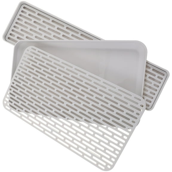 IFANLANDOR Dish Drainer 2Pcs Kitchen Draining Tray Rectangular 15X4.1X0.7In White For Home Furnishing