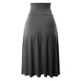 thumbnail image 3 of A2Y Women's Solid A-Line Fold Over Waist Band Flared Midi Skirt Ash Grey S, 3 of 3